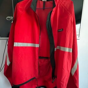 Red Running/Cycling Jacket with Reflective Stripes